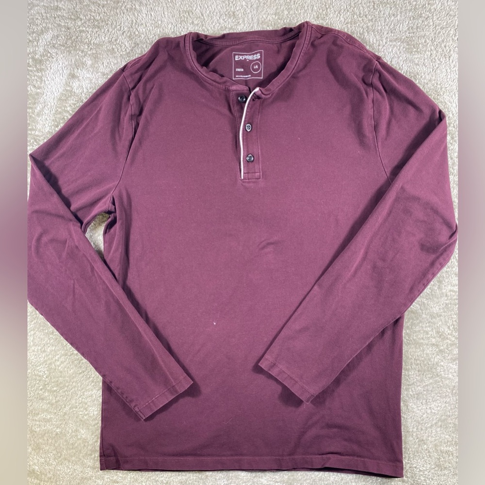 Express Men’s Large, Maroon, Long Sleeve T-Shirt Used #94